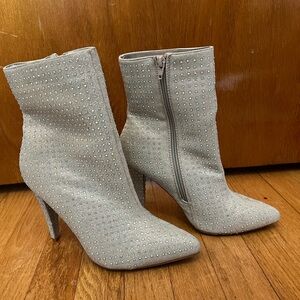 Elegant Silver Studded Ankle Boots